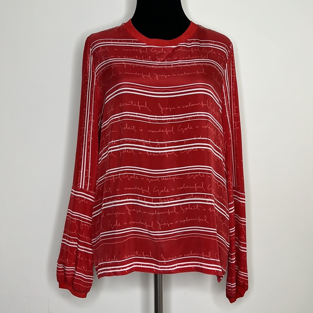 MAJE Red Stripes Blouse Top M